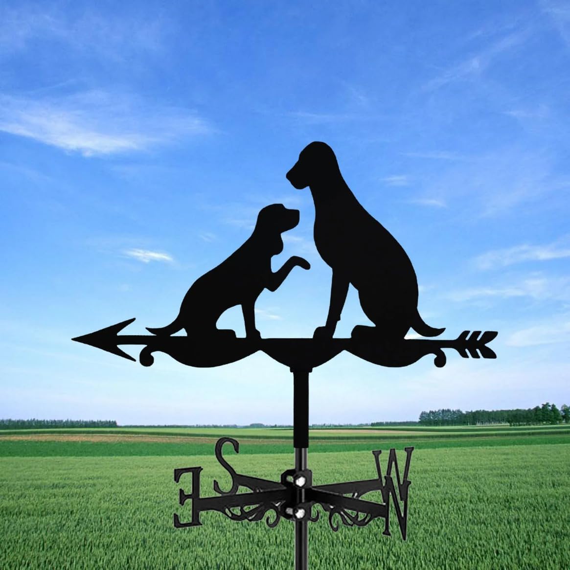 Classic Metal Animal Training Dog Weather Vane Standing Decor Roof Rooster WeatherVane Garden Yard Decoration for Shed Home Fence Post (Eagle 1)