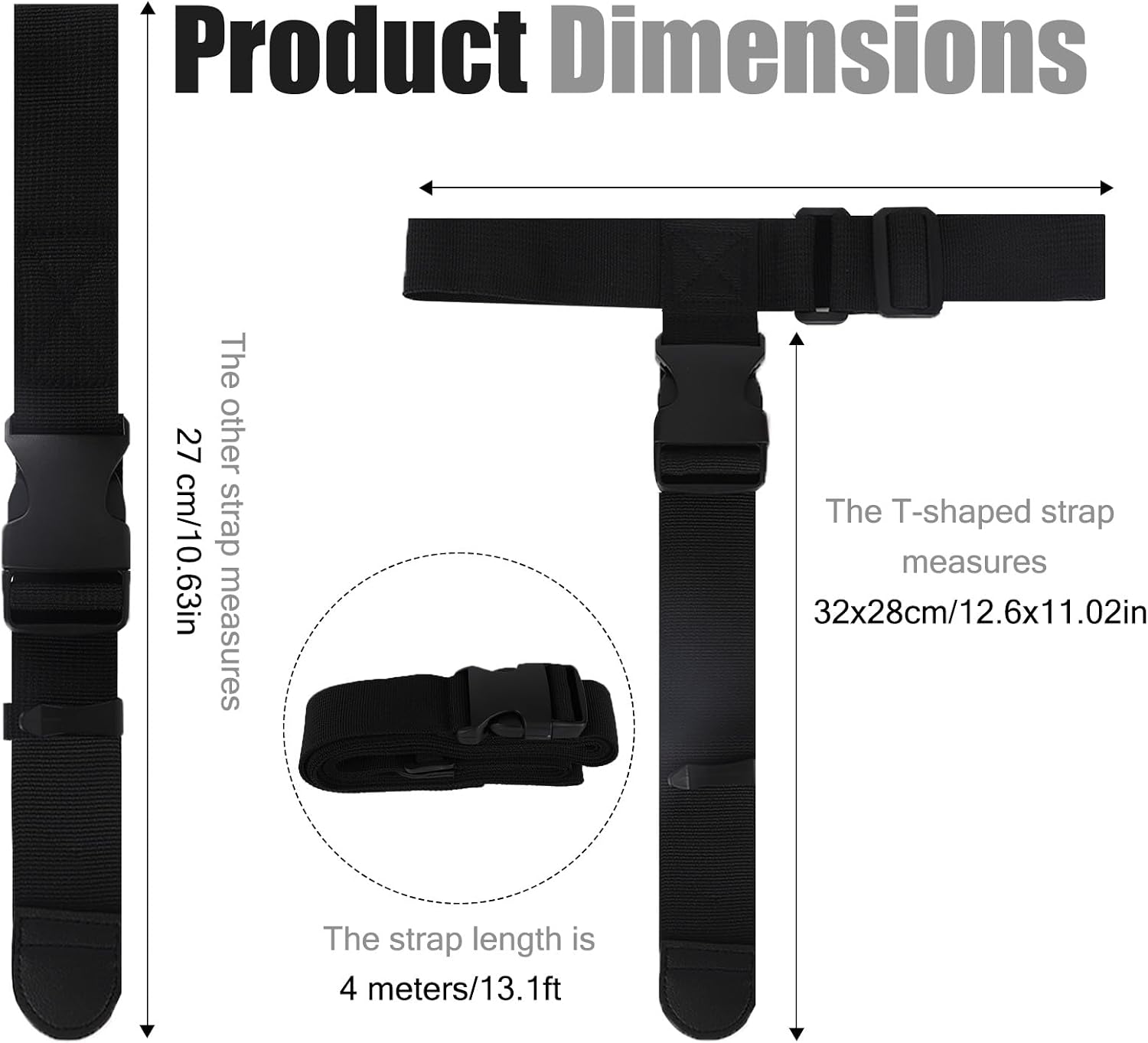 3pcs Luggage Straps, Adjustable High Elasticity Suitcase Belt(Black)