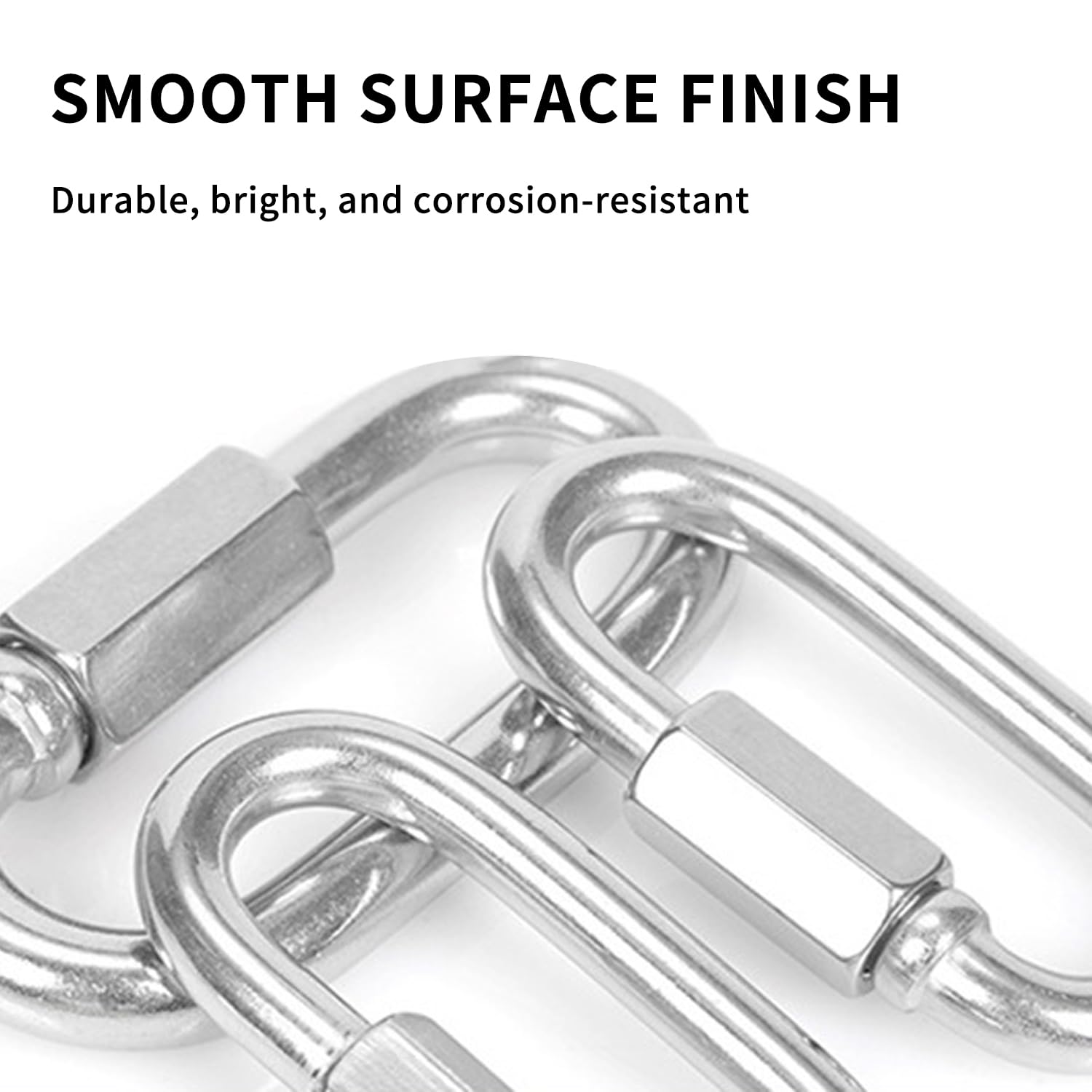 8pcs 304 Stainless Steel Quick Links M6 M4 Locking Carabiner Clip Quick Chain Connectors Heavy Duty D Shape Locking Clips Climbing Hook