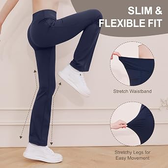 DIPUG Girls Flare Leggings with Pockets High Waisted Bootcut Yoga Dance Legging 4T-13Y
