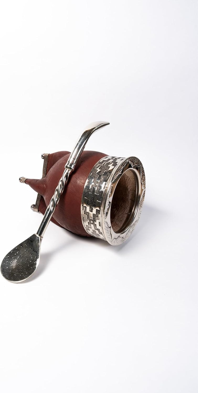 Yerba Mate Straw - Alpaca, Bombilla de Alpaca, Mate Gourd Straw, Filtered Straw, Handmade Bombilla, Yerba Mate Accessories (Cincelada Silver)