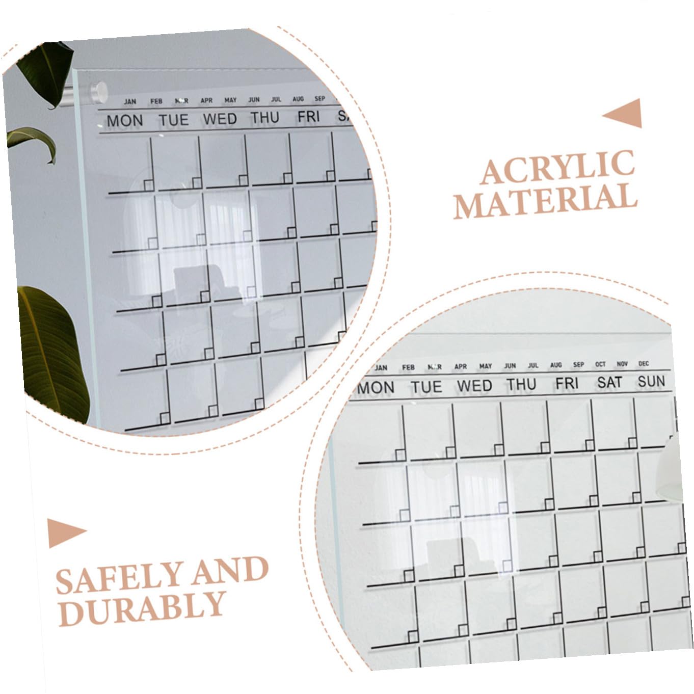 Uonlytech Acryl Wandkalender zum Aufhängen Transparente Wochenplaner Tafel zum Beschriften 1 Satz Leicht Dekorativ für Büro und Zuhause