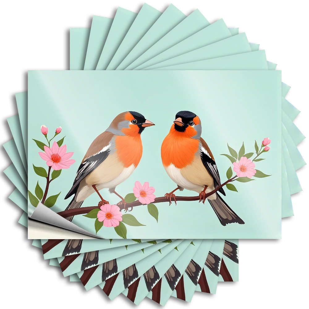 Two Colorful Birds Perched On A Blossoming Branch. Bathroom Gifts Good - Funny Sticker Bottle Waterproof Decal(12X18CM)