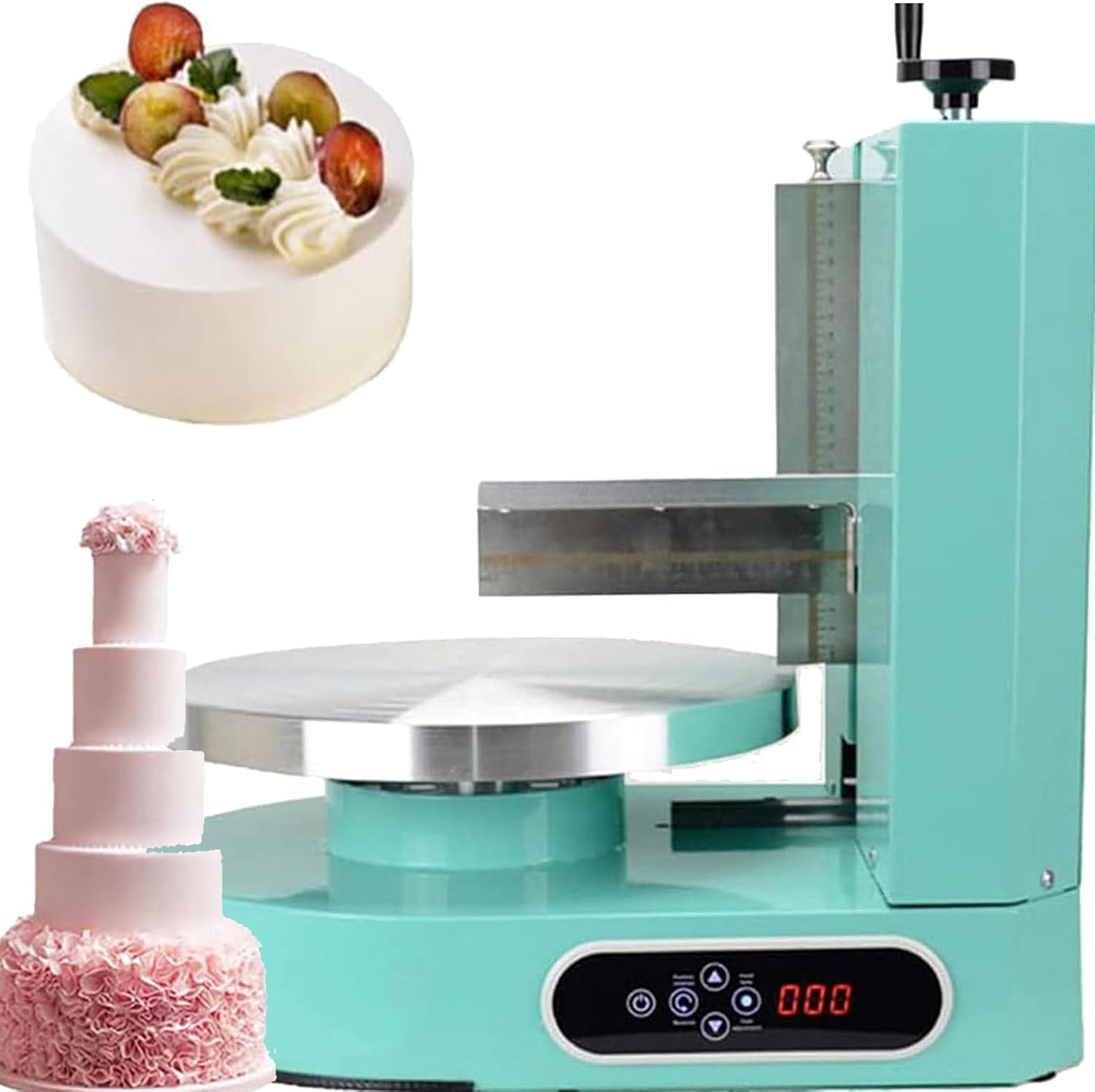 4-12 Inch Automatic Cake Spreader, Rotating Cake Decorating Smoother, Adjustable Cake Icing Smoothing Tool, Special Equipment for Baking Cake Shop,Green