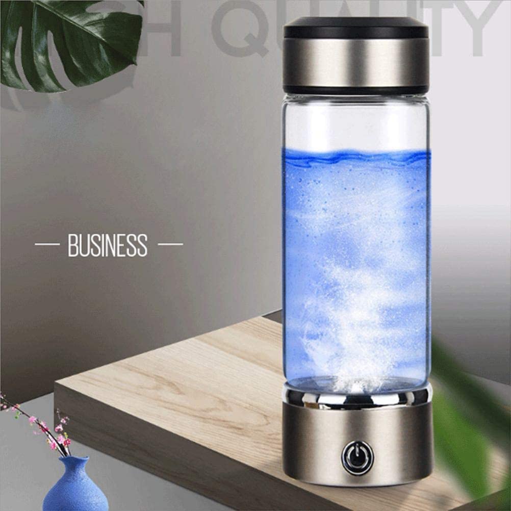 Rich Hydrogen Cup, Wiederaufladbare Wasserionisierer, Tragbare Glasflaschen mit Alkalischer Energie, 3 Minuten Mikroelektrolyse-Wasserstoffproduktion
