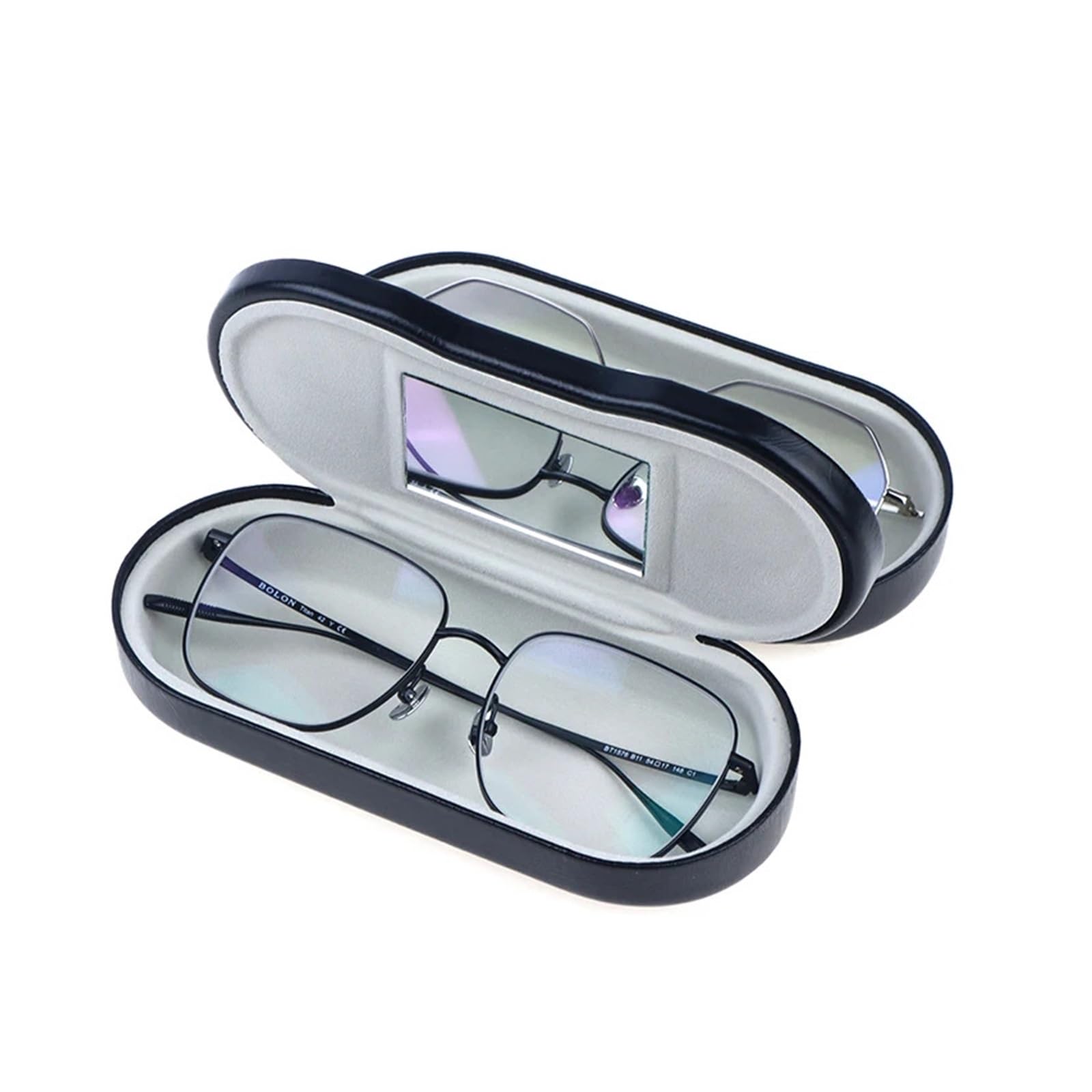 Estuche Doble para Gafas 1 pieza Estuche for gafas de metal con doble capa intermedia Marco cuero