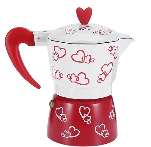Miniatura 8 de Red Heart - Cafetera de aluminio para moka, cafetera para estufa con mango ergonómico antideslizante, cafetera italiana (S)