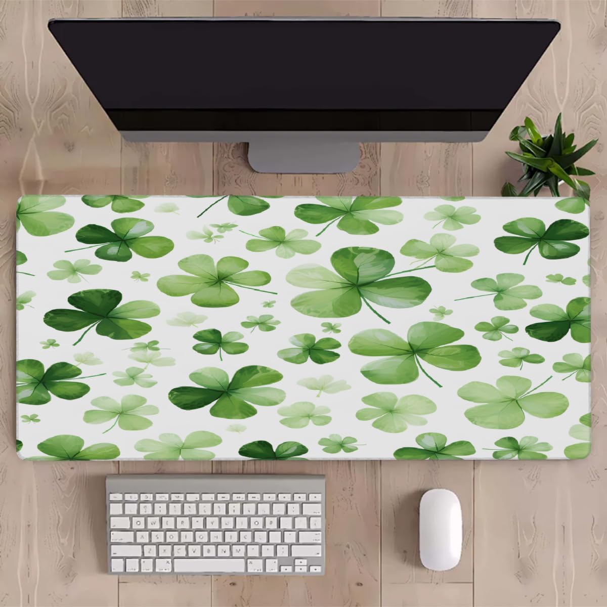 Large St. Patrick's Day Mouse Mat Computer Mousepad with Non-Slip Rubber Base Waterproof Mouse Pad Desktop Keyboard Pad for Gamer,Home School Laptop Office Accessories,16x35.5inA (87)