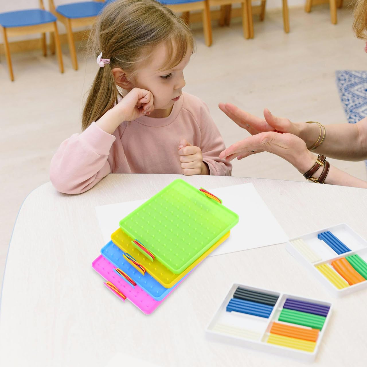 Gatuida 4juegos Geoplano De Doble Cara para Matemáticas Rompecabezas De Formas con Bandas Elásticas Juguete Educativo para Actividades De Aprendizaje Divertidas Primaria