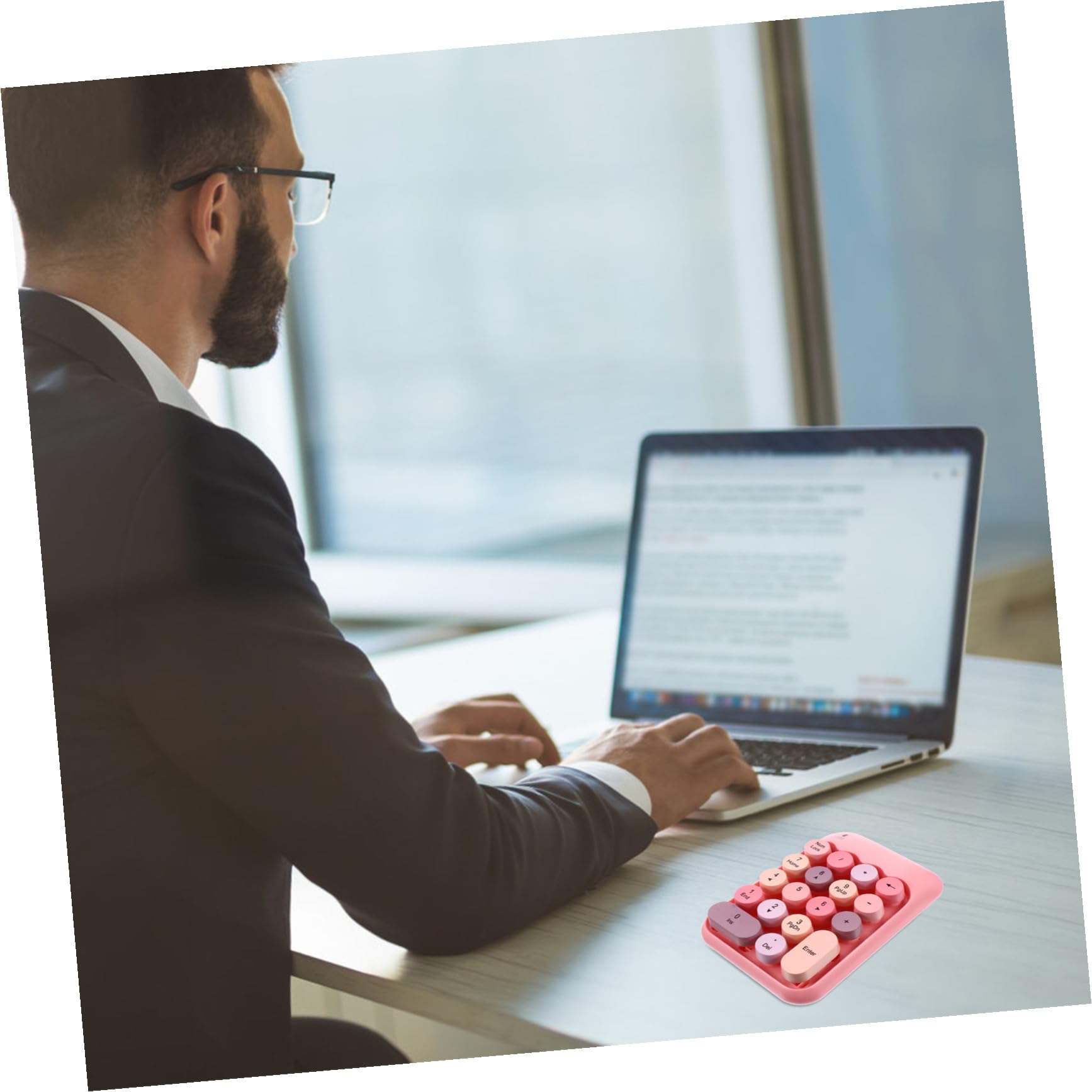 Tofficu Tastierino Numerico Wireless 2.4g Input ad Alta Velocità 18 Tasti Indipendenti P Rosa in ABS e Design Pratico Portatile per Ufficio e Moduli Finanziari