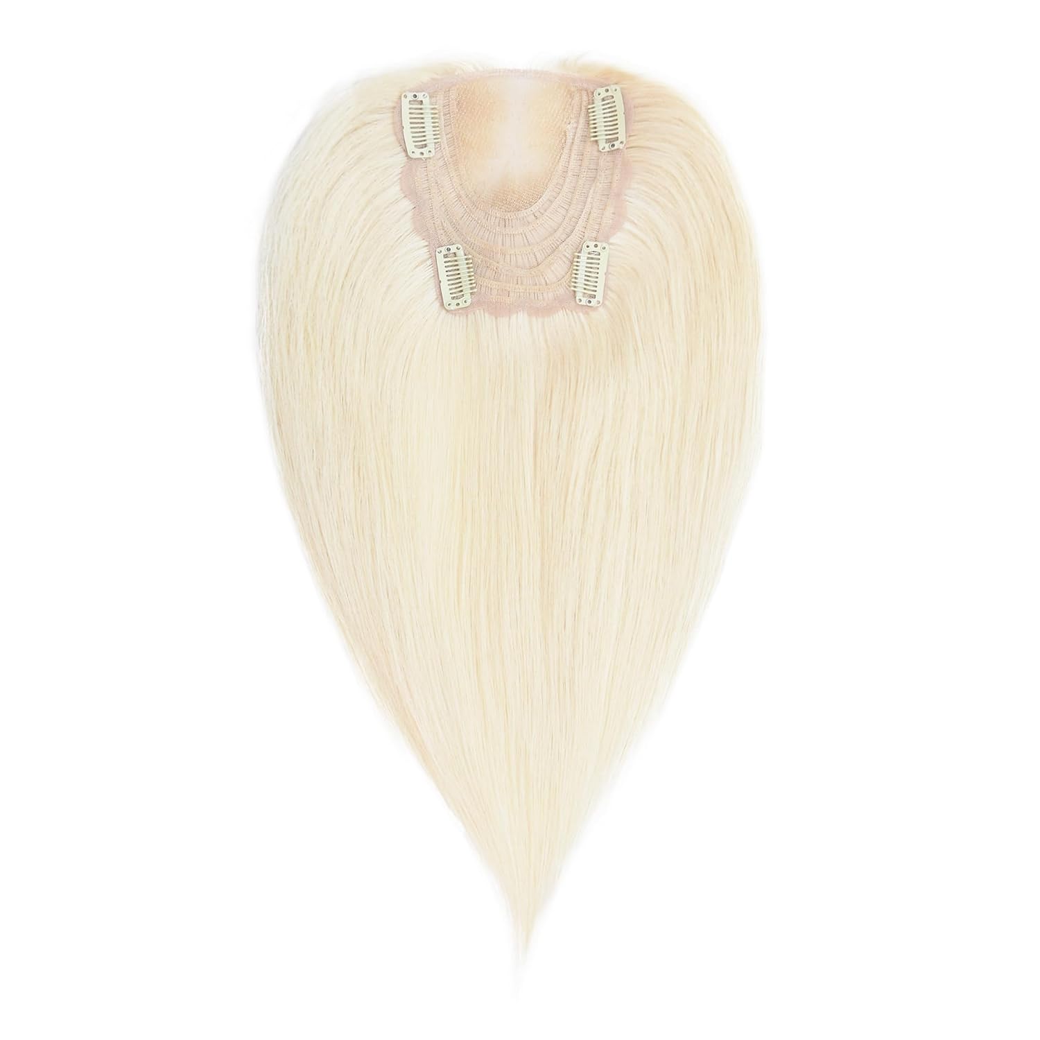 Human Hair Hand Crocheted Swissnet bottom Hairtoppers Natural No Bangs Design Clip in Toupee Suitable for Thinning Hair Women Large Coverage Hairpieces (Light Blonde, 4.7"x5.1", 12")