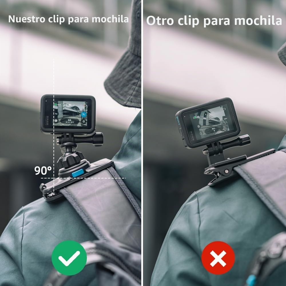 Soporte magnético de liberación rápida para Mochila GoPro, rotación de 360°, Soporte de Clip rápido Compatible con GoPro Hero 13,12, 11, 9, 8, 7, 6, 5, dji Action 5 Pro/4/3 y más
