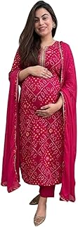 ASSUME FAB Women Maternity Kurta Set with Dupatta for Women | Nursing/Feeding Zip | Soft Rayon Ethnic Wear for Pregnancy &amp;...
