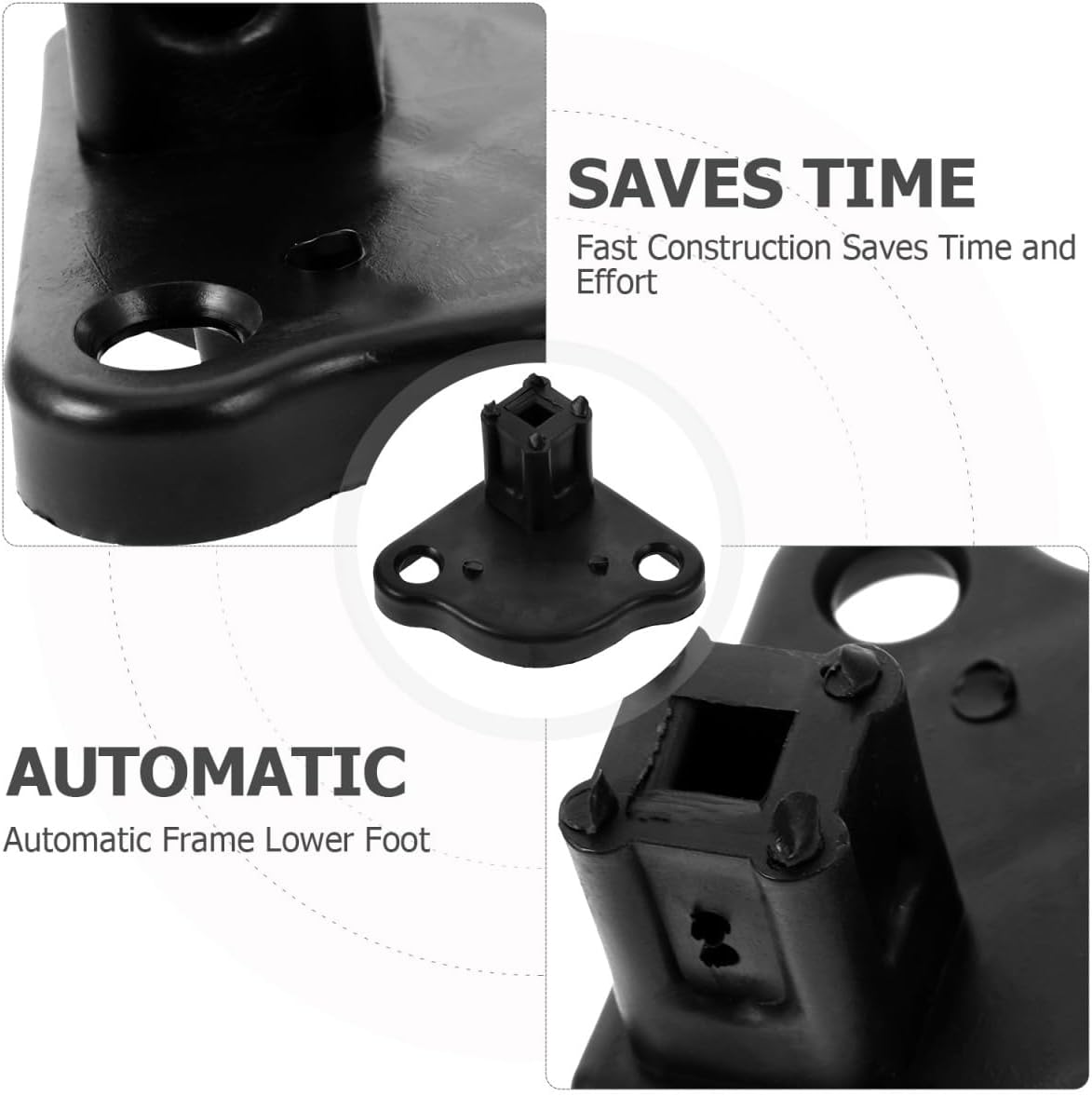 ULTECHNOVO 4PCS RV Awning Foot Replacement 2.67" Bottom Mounting Bracket for Camper Awning Support Arm High-Impact UV Resistant Canopy Leg Base Compatible with Dometic Awnings (Black)