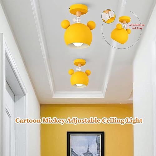 Miniatura 2 de Lámpara de techo LED de ratón de dibujos animados, lámpara colgante creativa de hierro, moderna lámpara de araña de montaje empotrado para niños y