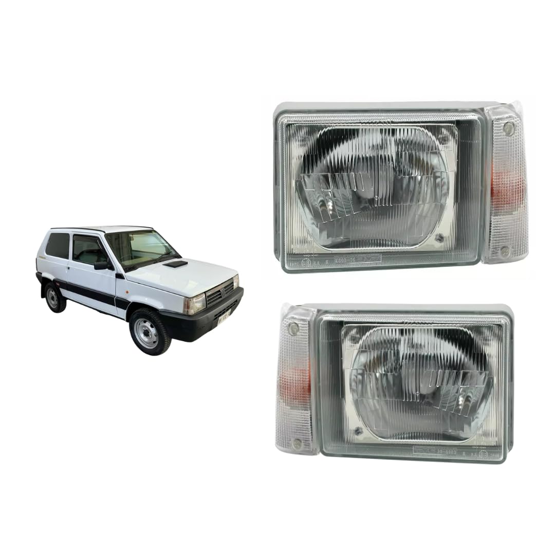 COPPIA FARO PROIETTORE DX-SX COMPATIBILE CON FIAT PANDA 750/900/1.0 ANNO 85>86>AL<02 BIANCO