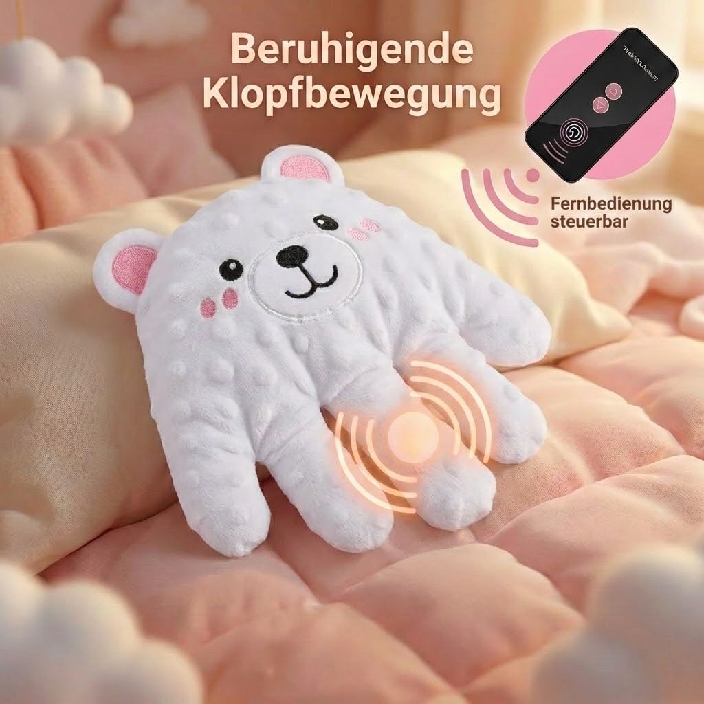 H.V. 3-in-1 Weißer Bär | Plüschtier mit Bewegungsfunktion & Fernbedienung | Abnehmbares Wärmekissen | Waschbarer Bezug | Atmungsaktive Materialien