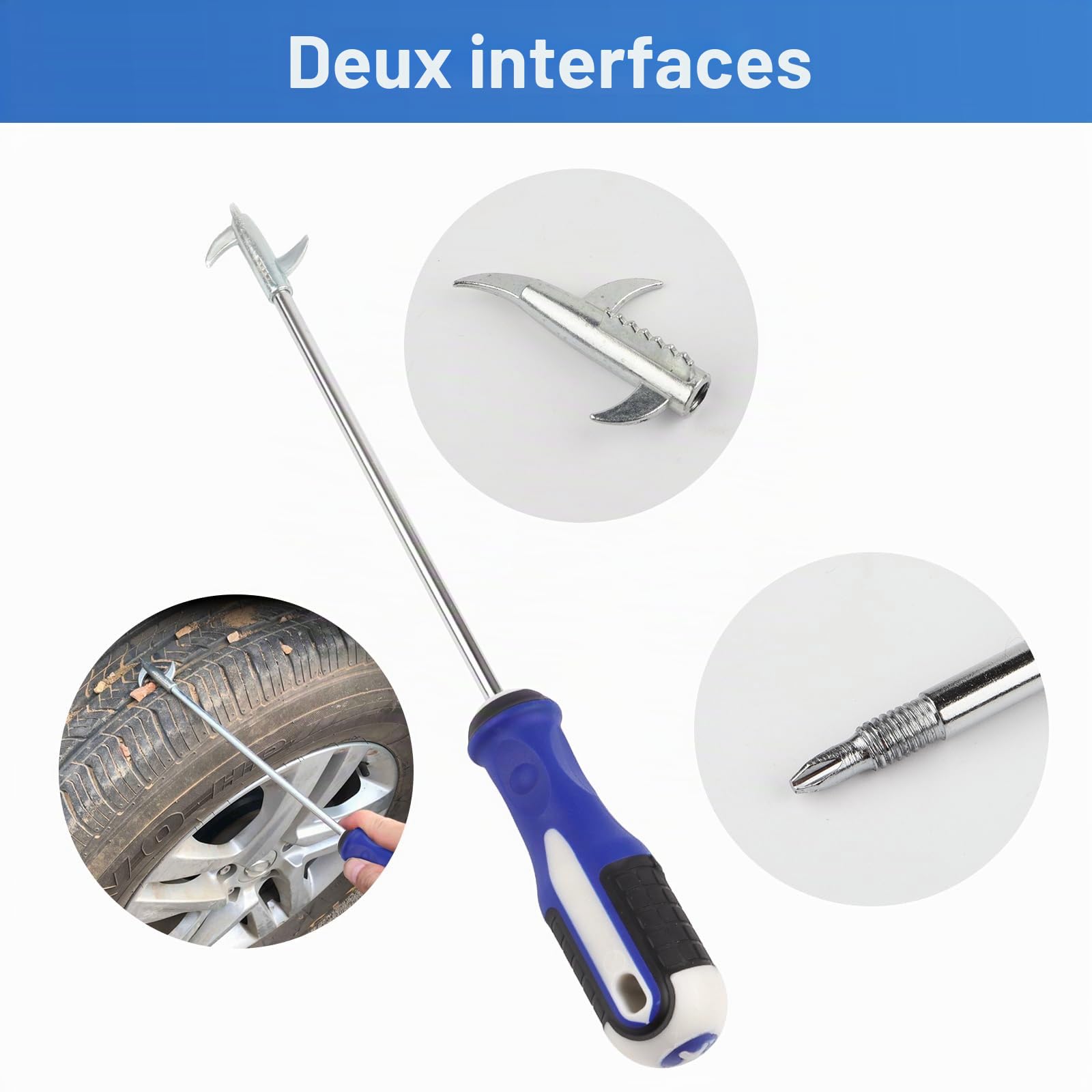 Kit de nettoyage de voiture avec sac de rangement, 13 produits de lavage de voiture à l'intérieur et à l'extérieur, seau pliable, brosse de roue à manche court, gants de lavage en microfibre (bleu)