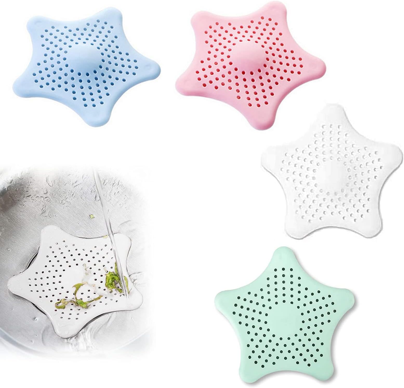 4 Pcs Hair Catcher for Shower Drain, Silicone Drain Protector with ...