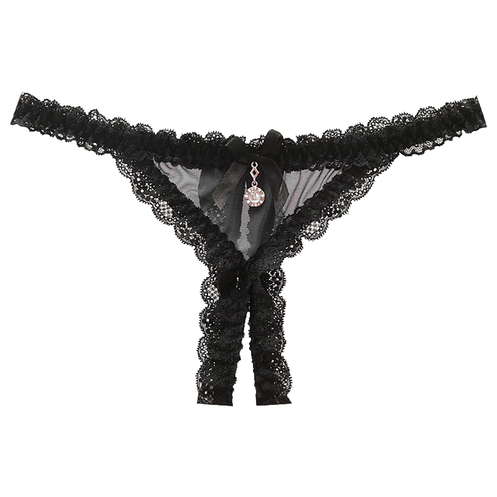 genericUnderwear Open Crotch Briefs Underpants Lace Sexy Panties Low Waist Women's Sexy Lingerie for Women Open (Black, One Size)