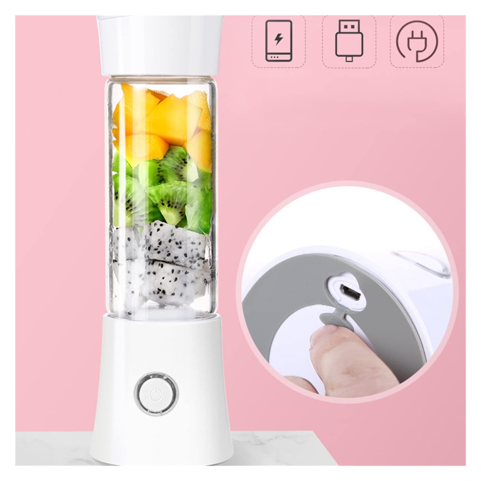 Exprimidor Mini exprimidor eléctrico para el hogar, licuadora Multifuncional, Taza para Mezclar Frutas pequeñas, máquina para Hacer Jugo de 480 ml (Color: A) (Wit)
