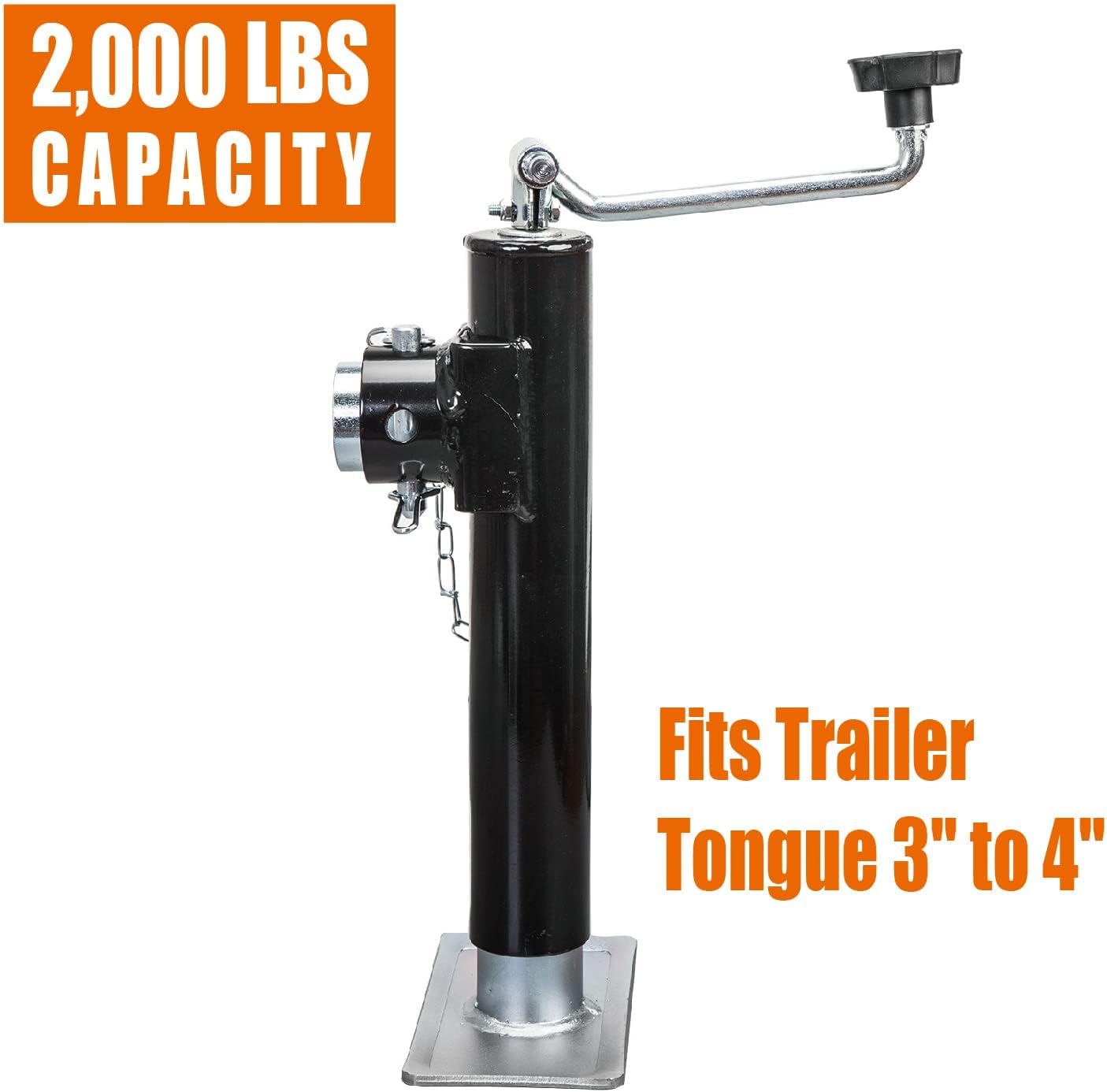 ROAD DAWG ATR39003MB-1 Weld on Pipe Mount Swivel Trailer Jack, 2000 LBs Capacity, Black