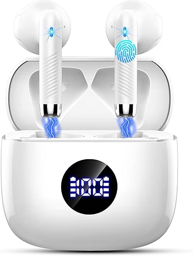 Jxrev Auriculares inalámbricos, auriculares Bluetooth 5.4 estéreo de alta fidelidad, auriculares intraurales con 4 micrófonos ENC con cancelación de