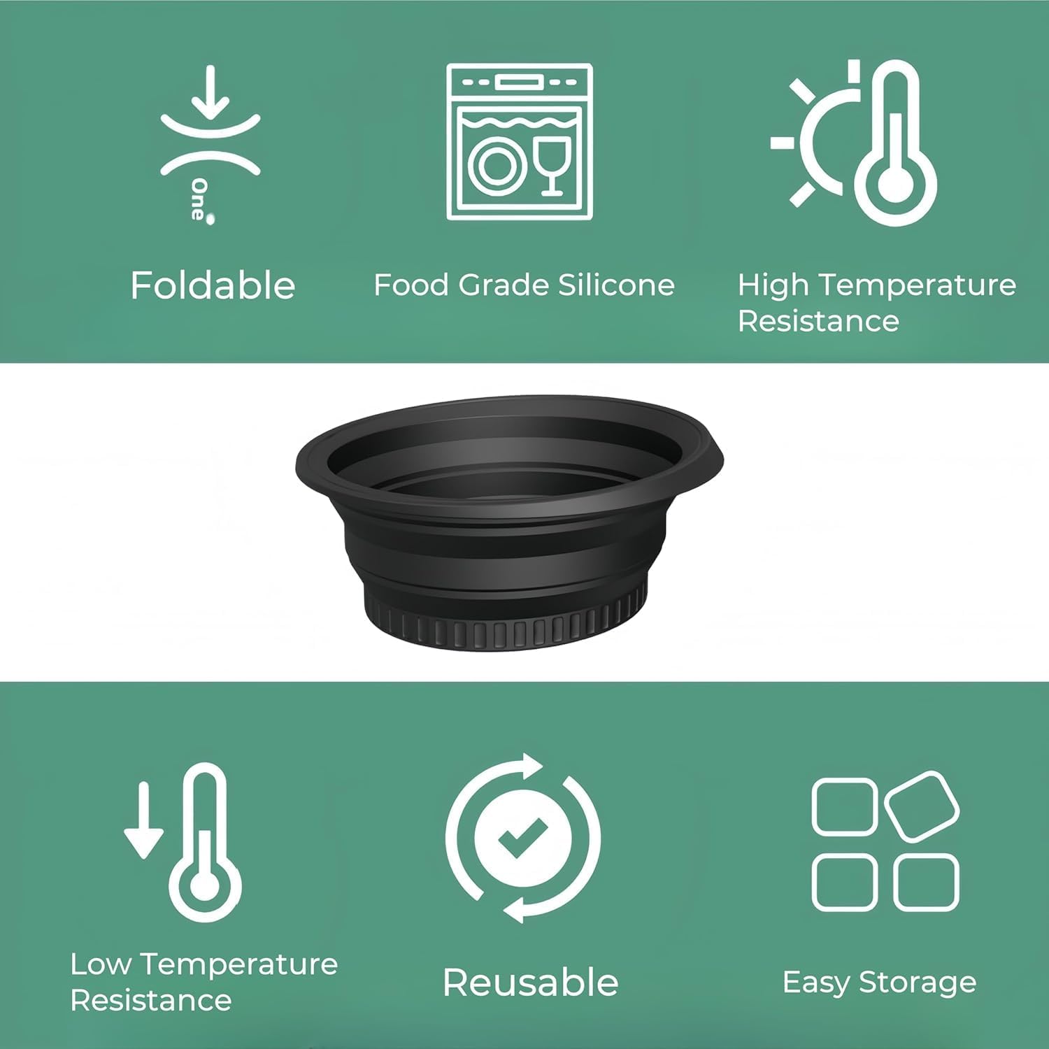 ELUYANI Face Bowl for Ice with Built-in Icetray, Portable Foldable Silicone Ice Facial Bowl, for Home Ice Bath Facial Plunge Bowl, Black 4