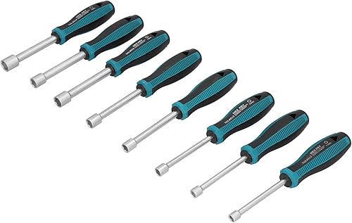 Miniatura 8 de Juego de 8 destornilladores de tuercas hexagonales, de acero de aleación de cromo vanadio de 7 a 0.551 in, destornillador con mango antideslizante,