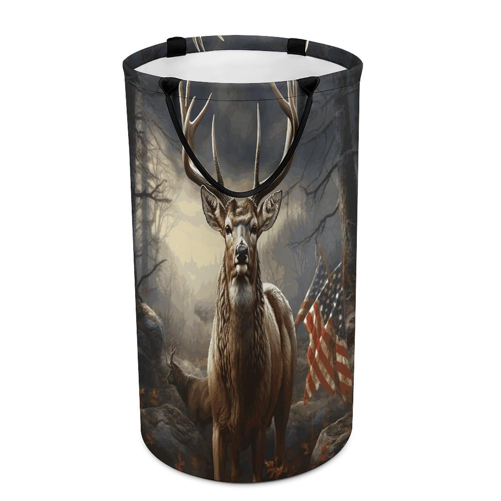 Deer Hunting Season Laundry Hamper Waterproof Polyester Laundry Baskets Collapsible Dirty Clothes Storage Basket Clothes Hampers with Sturdy Handles for Travel Bedroom