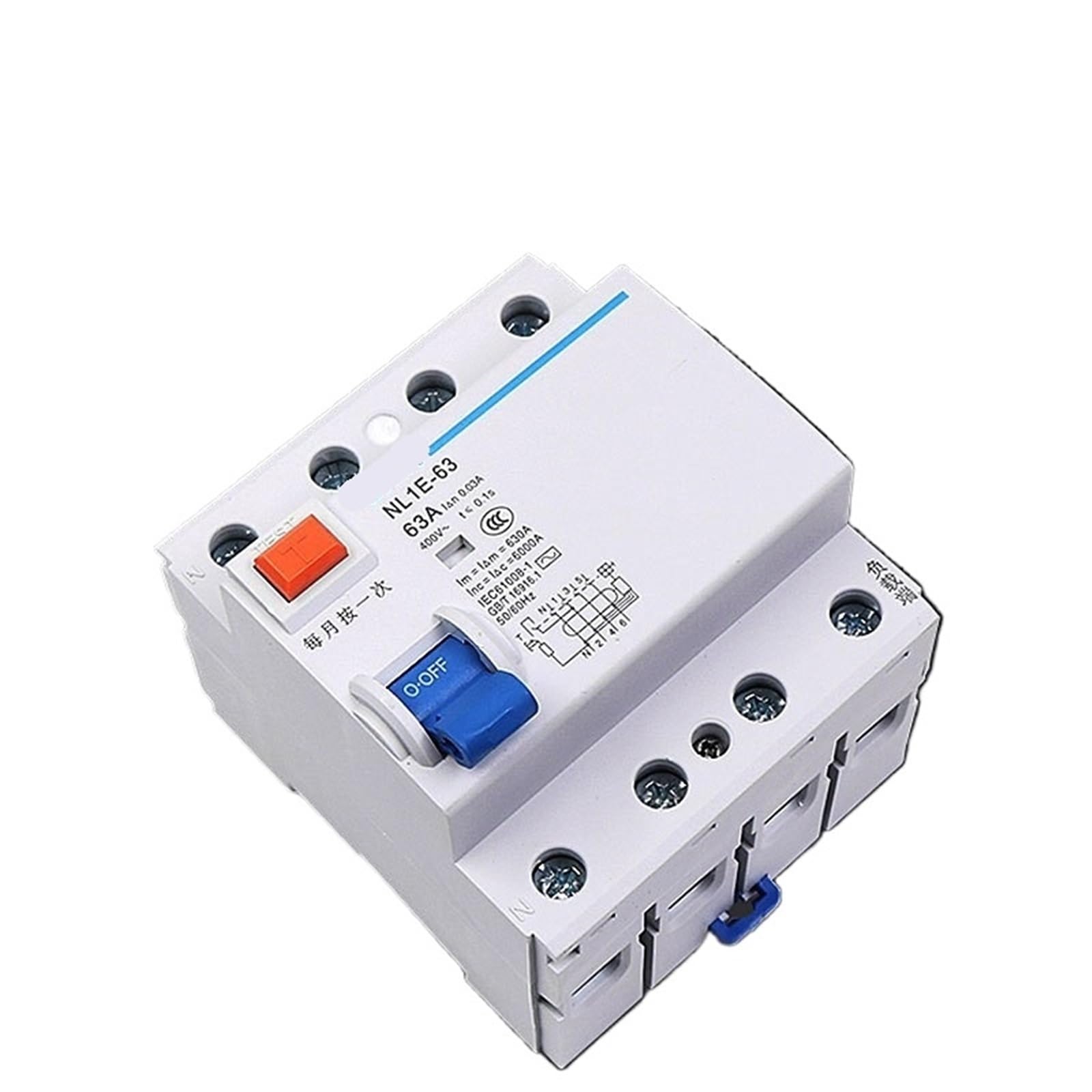 Elektroniczny wyłącznik różnicowoprądowy NL1E-63 30MA 1P+N 2P 4P 25A 40A 63A (4P, 40A) 1 szt