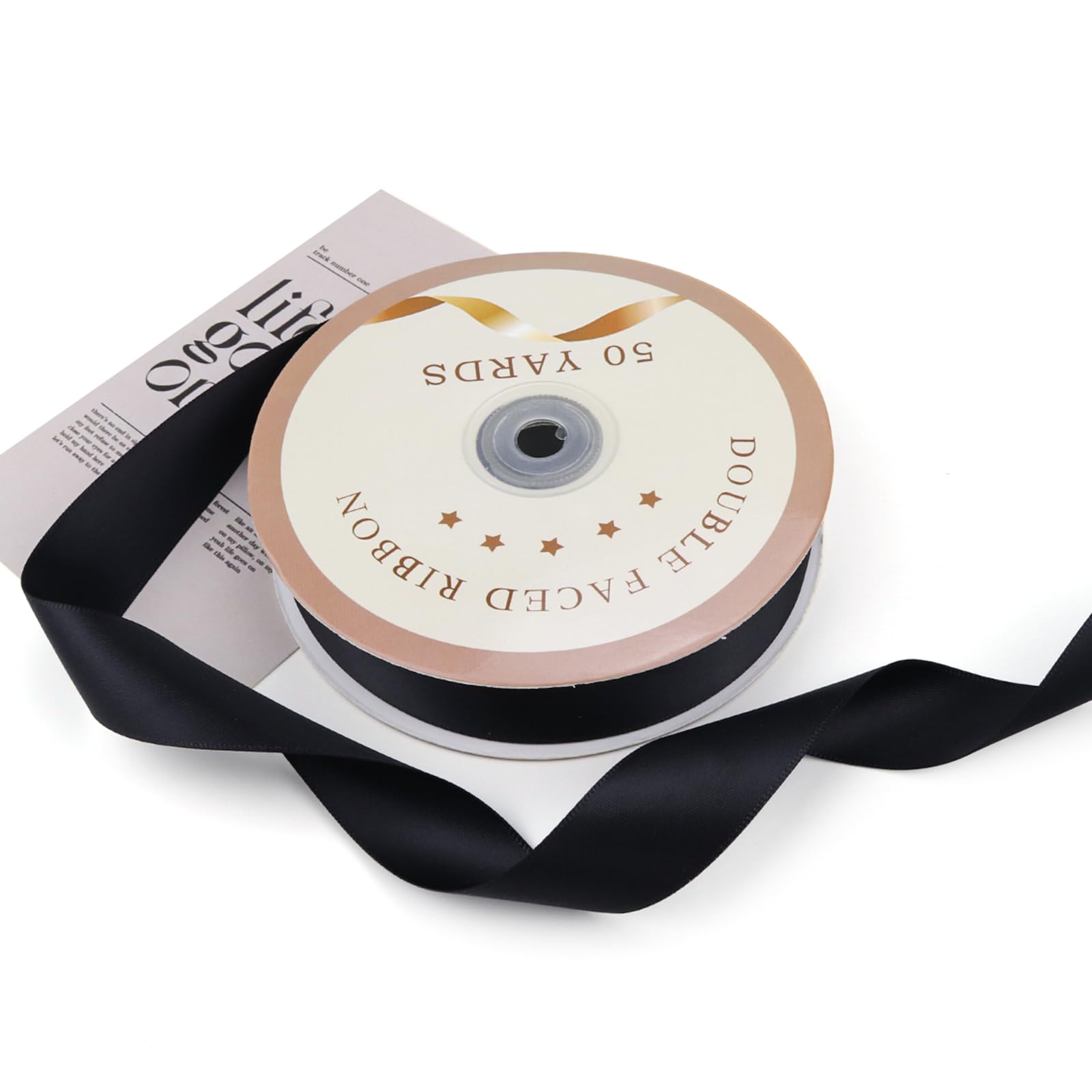 1" x 50yd Satin Ribbon Roll, Polyester, for Wedding Gift Wrapping