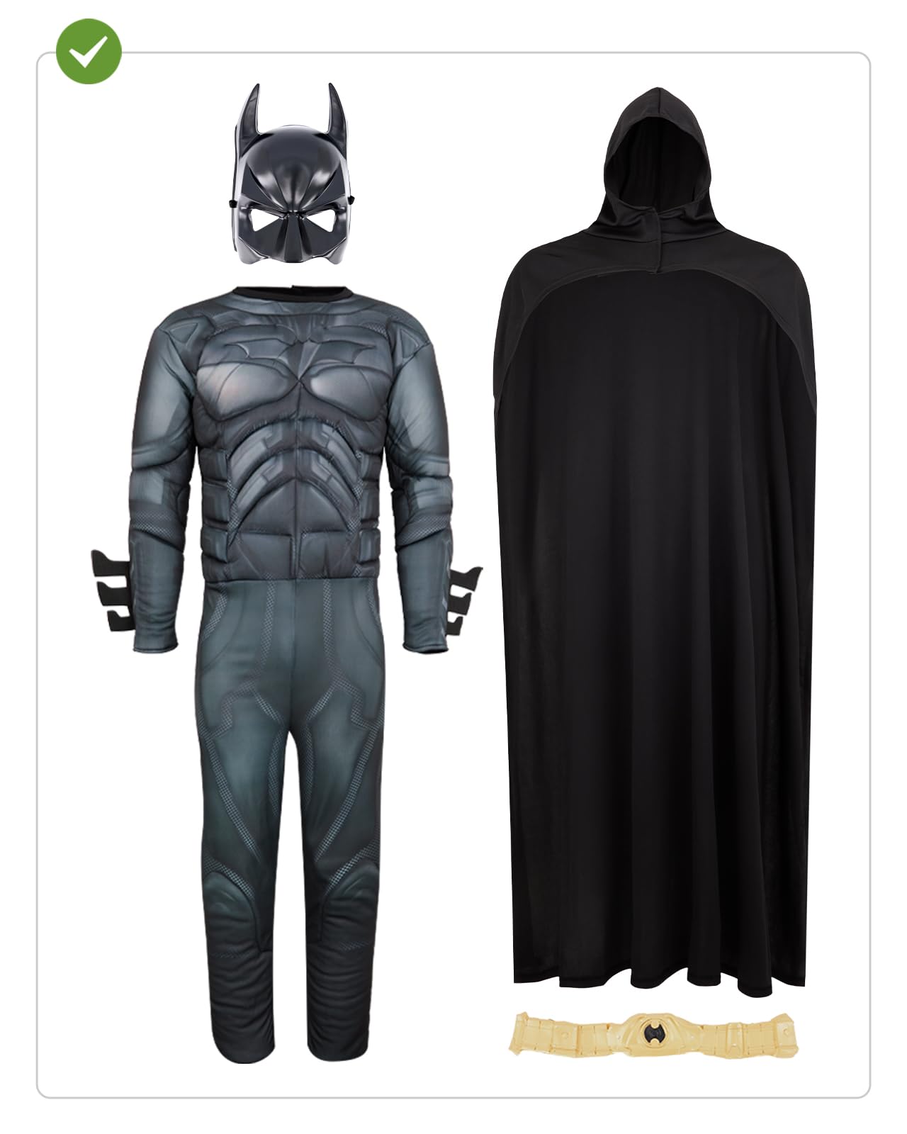 Funidelia | Kostium Batmana Męskie The Dark Knight Superbohaterowie DC Comics Nietoperze - Strój dla dorosłych i zabawne akcesoria na imprezy karnawał i Halloween - Czarny