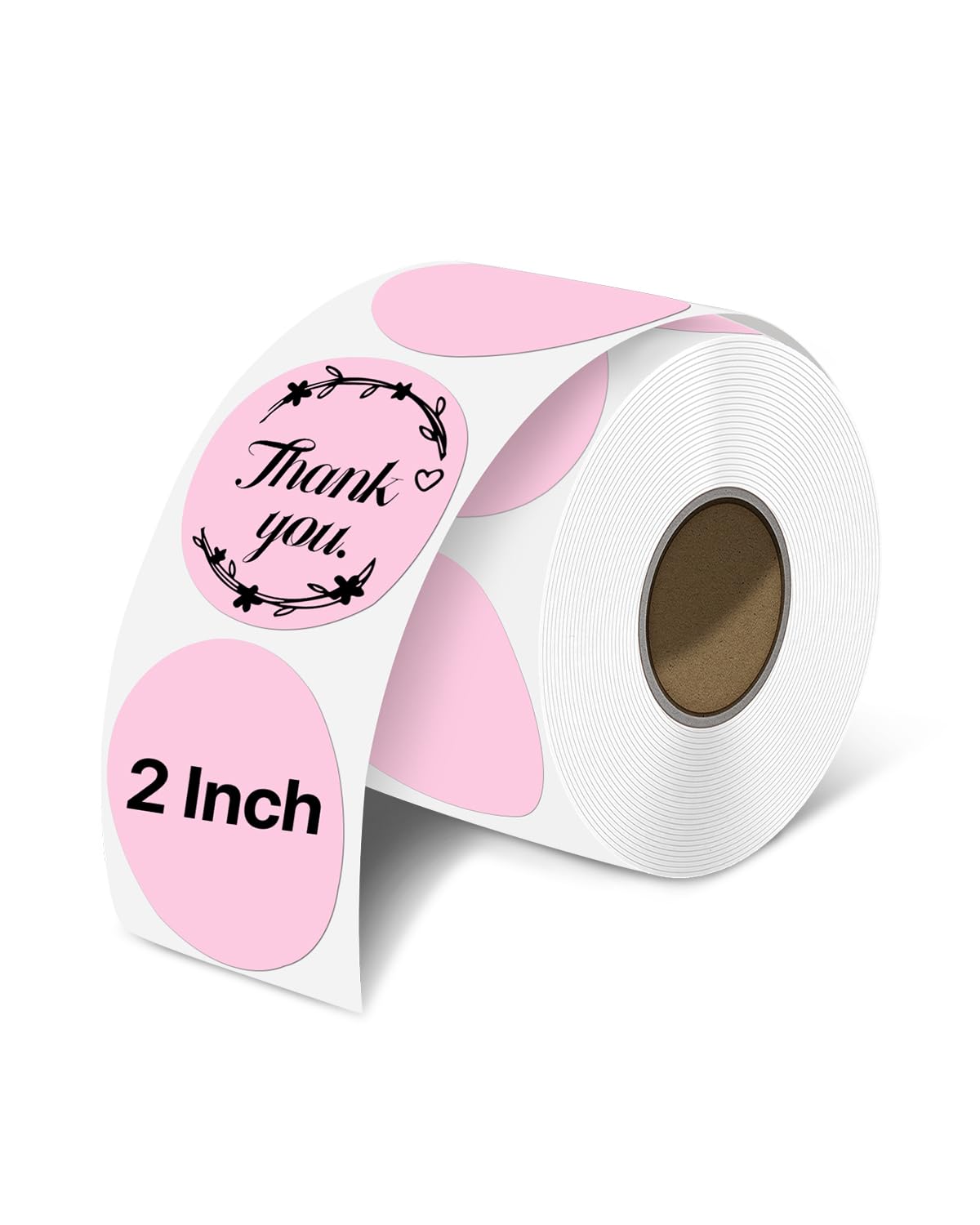 iEager Etiquetas adhesivas térmicas circulares de 5 cm, etiquetas térmicas directas redondas autoadhesivas, rollo de calcomanías térmicas multiusos, 500 etiquetas, rosa