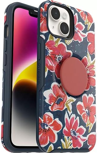 OtterBox Funda para iPhone 14 y iPhone 13 (solamente) - Otter + Pop Symmetry Series Case - FLOWERRAMA - PopSockets PopGrip integrado - Apto para