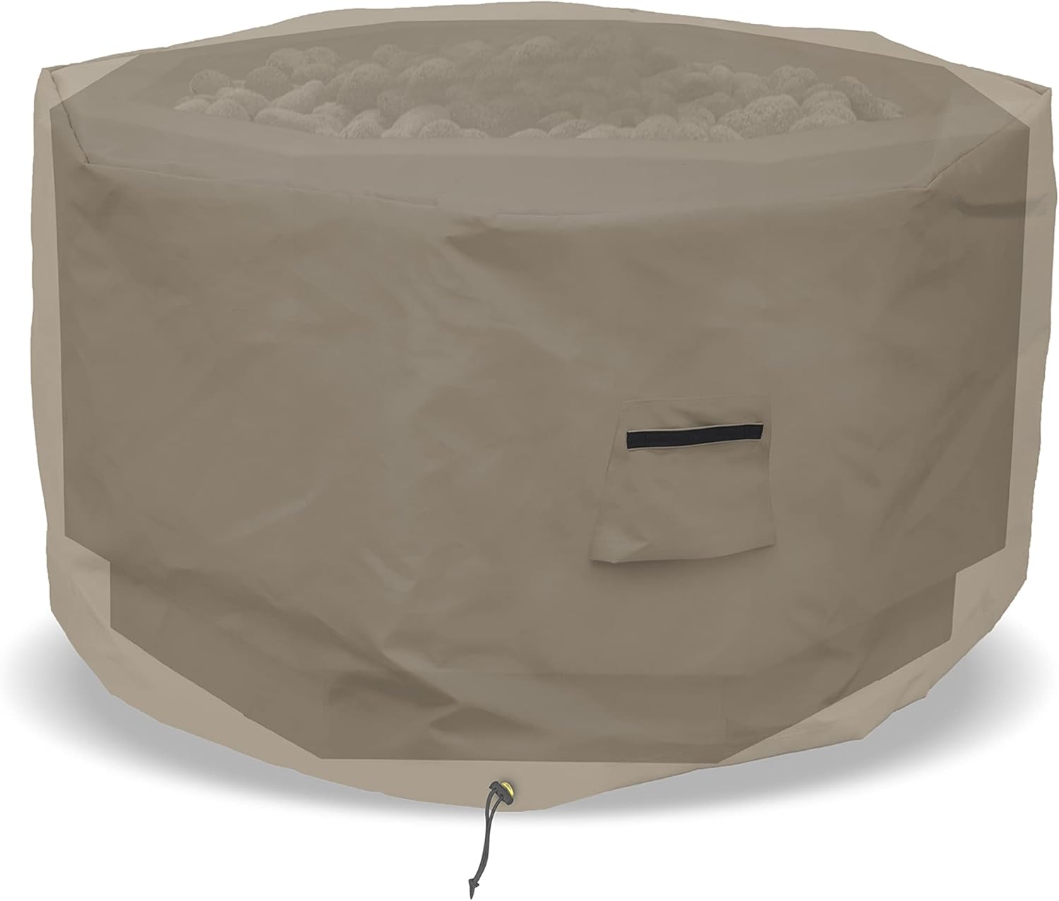 Octagon Fire Pit Cover 12 Oz Waterproof - 100% Weather Resistant Outdoor Fire Pit Table Cover with Air Pocket & Drawstring for Snug Fit (20" H x 42" D, Beige)