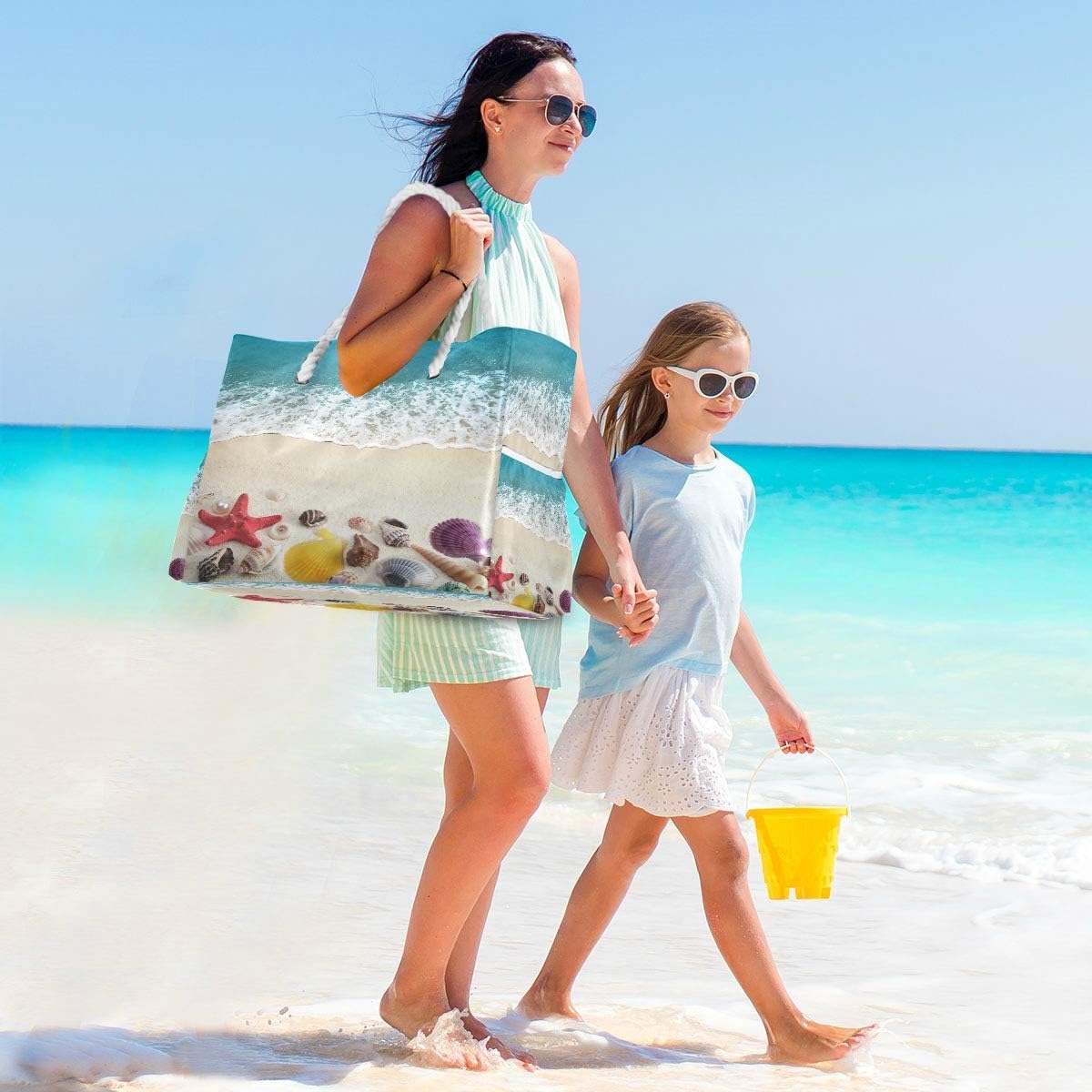 senya Large Beach Bags Totes Canvas Tote Shoulder Bag Soft Wave Water Resistant Bags for Gym Travel Daily Ocean - Image 6