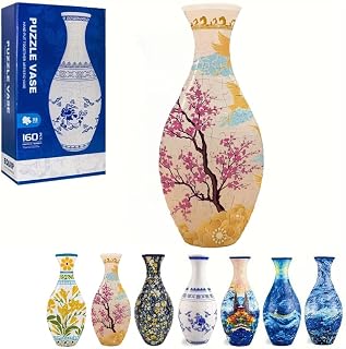 3D Puzzle Vase for Adults, Puzzle Vase Built-in Water Bottle Made by 160 Pieces Curved Plastic, Pefect Housewarming Gift for Flower Arrangements and Home Decoration (Spring)