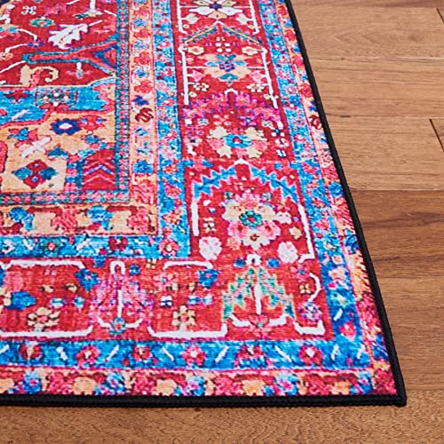 Alfombra lavable Tucson azul marino con base antideslizante de pelo corto 5