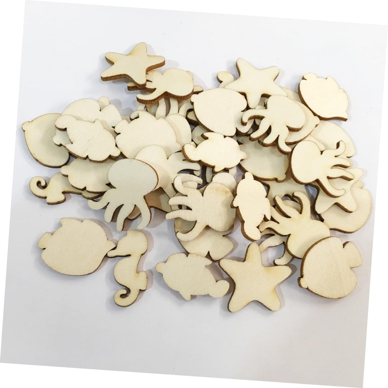 50pcs DIY Cartoon Wooden Cutouts for Crafting Natural Wood Pieces for Boys and Girls Art Projects for School and Home Decorations