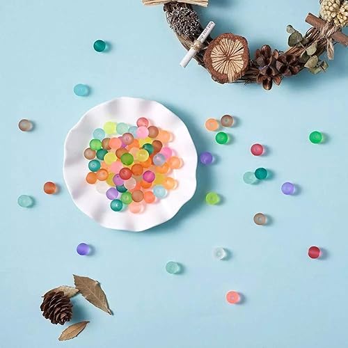 Miniatura 3 de 500 cuentas espaciadoras redondas de vidrio esmerilado de 0.236 pulgadas (0.236 in), mini cuentas sueltas para collares, pulseras, joyería,