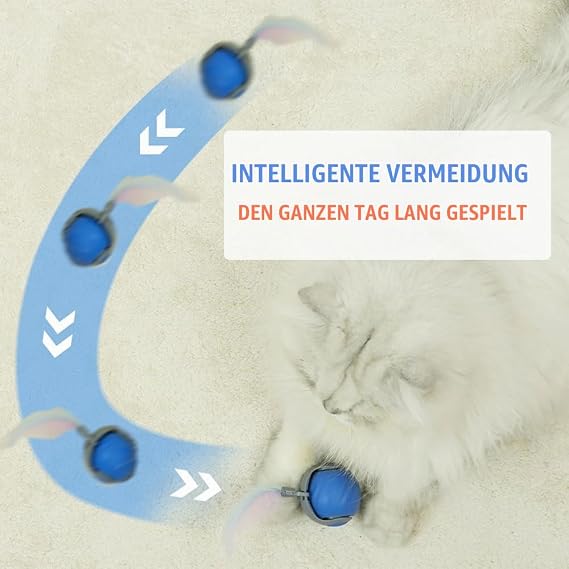 COSEN Chewie Rolling Ball Interactive Cat Toy Self-Employment Cat Toy Electric Automatic Cat Toy Rolling Ball Intelligent for Cats Dogs (Blue)
