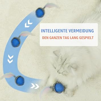 COSEN Chewie Rolling Ball Interactive Cat Toy Self-Employment Cat Toy Electric Automatic Cat Toy Rolling Ball Intelligent for Cats Dogs (Blue)