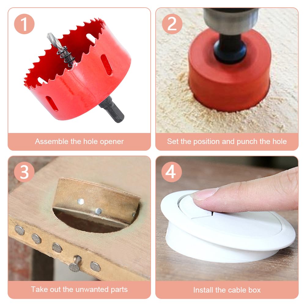 Parthan 8 Pack Desk Cable Hole with Hole Saw, Desk Grommet 60mm for Home and Office Table Desk Grommet - Image 3