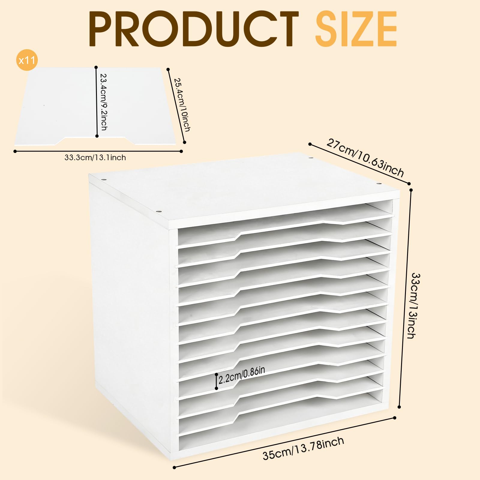 Organizer di carta per scrapbooking in legno, bianco, a 12 livelli, con ripiani regolabili, porta documenti, organizer da scrivania, per scuola, casa e ufficio