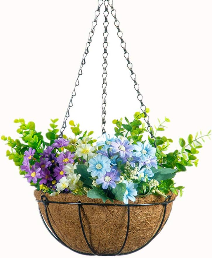Hanging Planters 2 Pack，Coco Liners for Hanging Baskets，12inch Hanging Basket Flowers ，Metal Round Chain Wall Planters， Garden Lawn Outdoor Planters，Entrance Hall Study Indoor Plants (12inch)