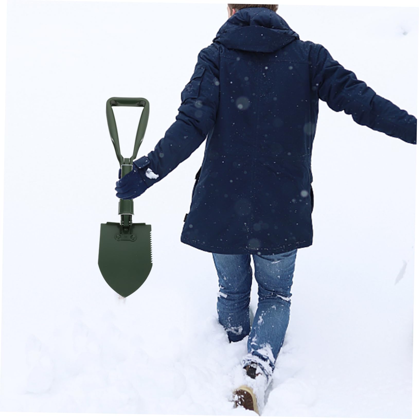 Klappbare Gartenschaufel Edelstahl mit T-Griff Mittelgroße Outdoor Schneeschaufel für Camping Winter Schneeräumgerät mit Tragetasche Vielseitig für Abenteuer und Camping