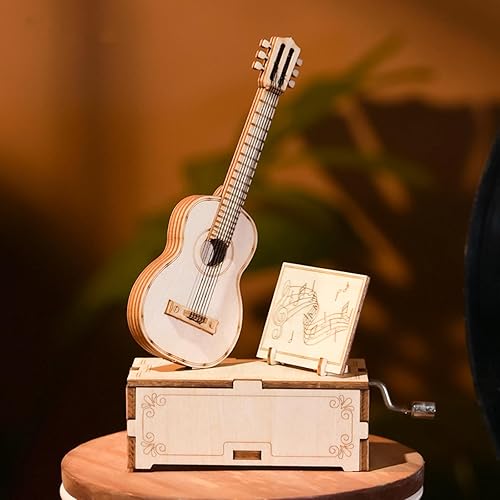 Rompecabezas de madera 3D para adultos, kits de caja de música de madera, modelo de construcción de guitarra, decoración de escritorio, rompecabezas