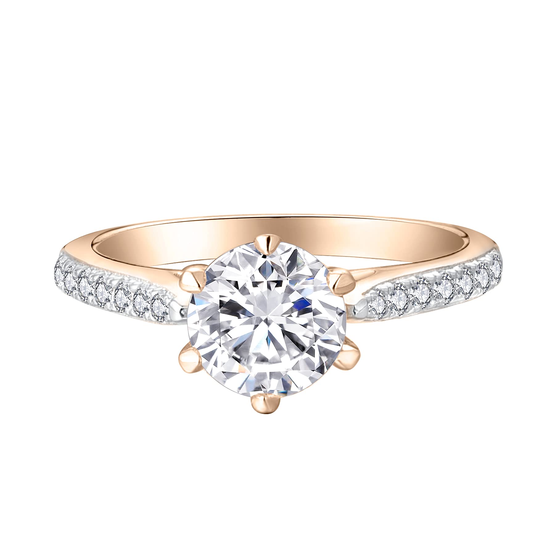 JO WISDOM Mujer Anillo Plata de Ley 925,Anillo Compromiso Boda Promesa con Circonita Cúbica 5A de 7mm, Bisutería para Mujer