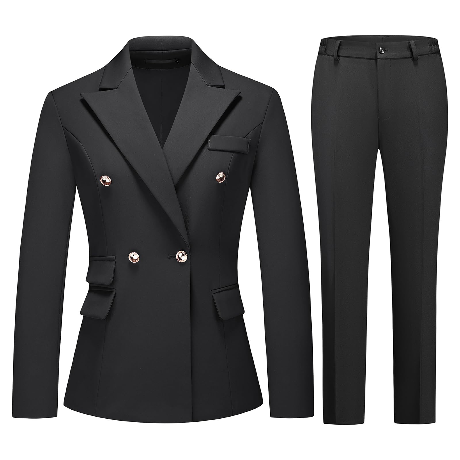 Women's Suiting Pants Suits for Women Dressy Double-Breasted Blazer Business Casual Outfits-image-17